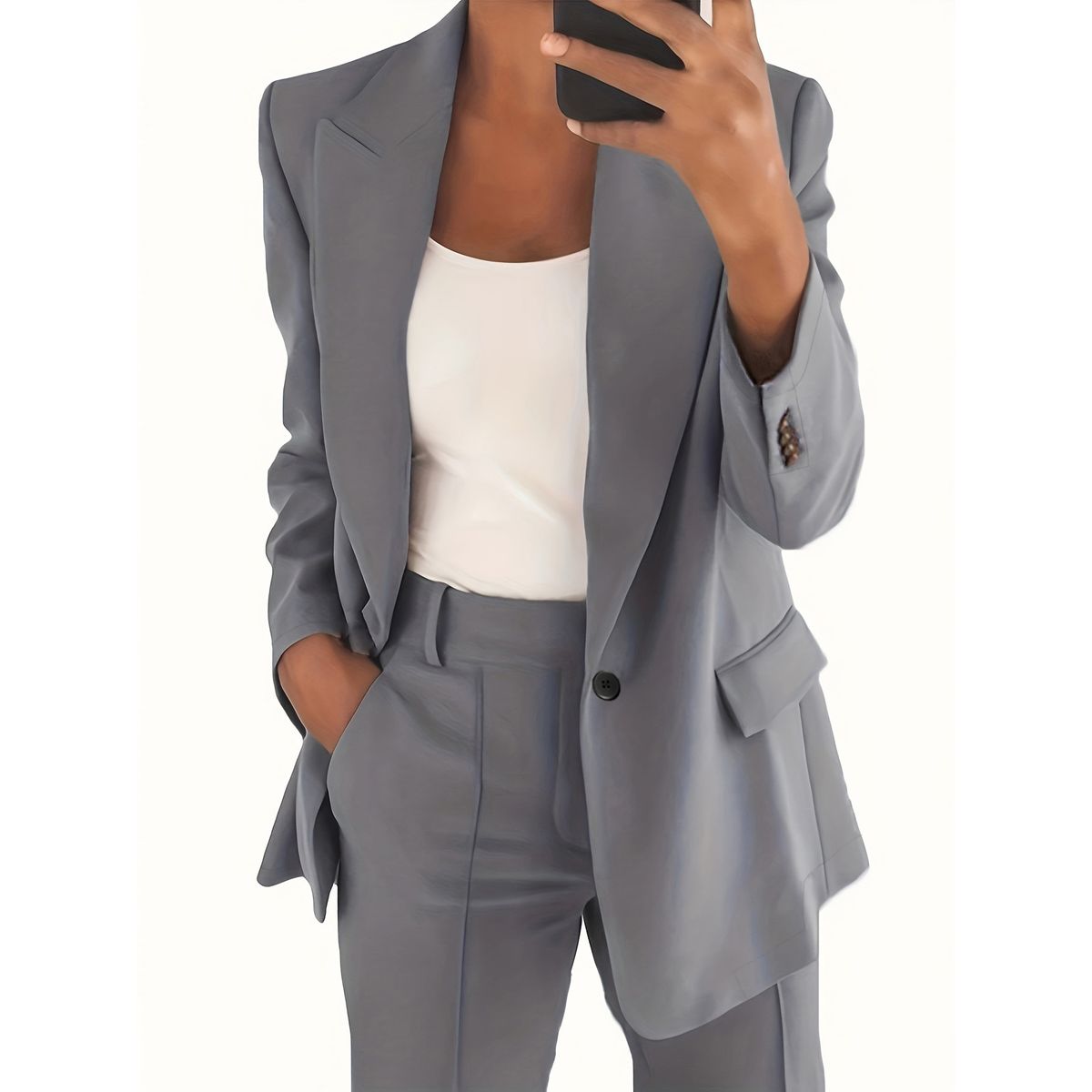 TIOZONEY - Blazer para Mujer - Gris.