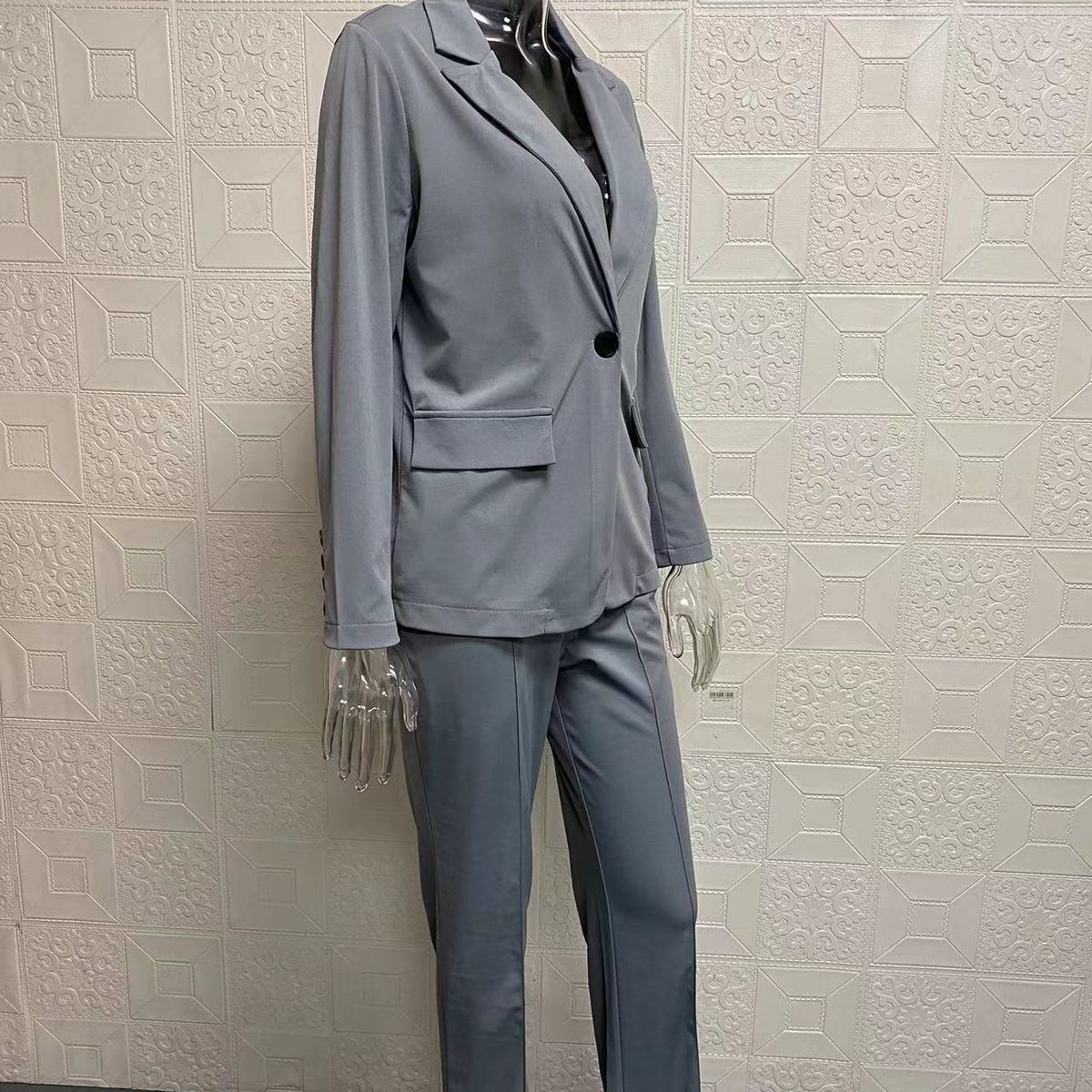 TIOZONEY - Blazer para Mujer - Gris.