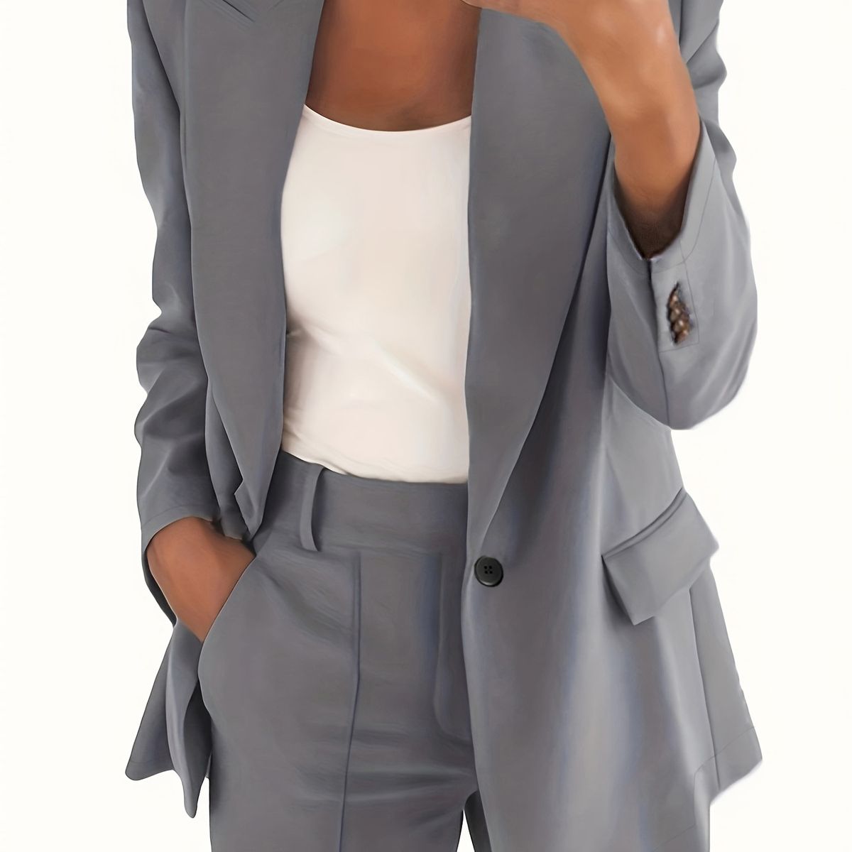 TIOZONEY - Blazer para Mujer - Gris.
