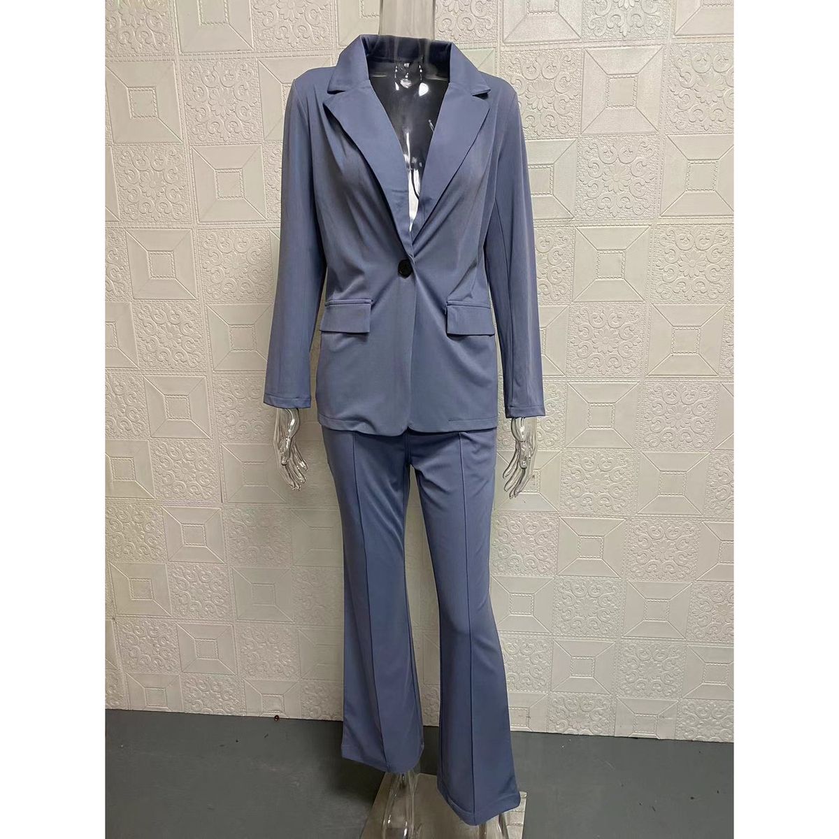 TIOZONEY - Blazer para Mujer -Azul.