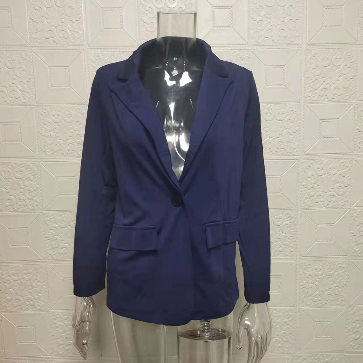 TIOZONEY - Blazer para Mujer -Azul.