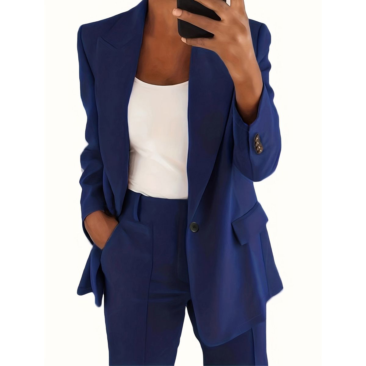 TIOZONEY - Blazer para Mujer -Azul.