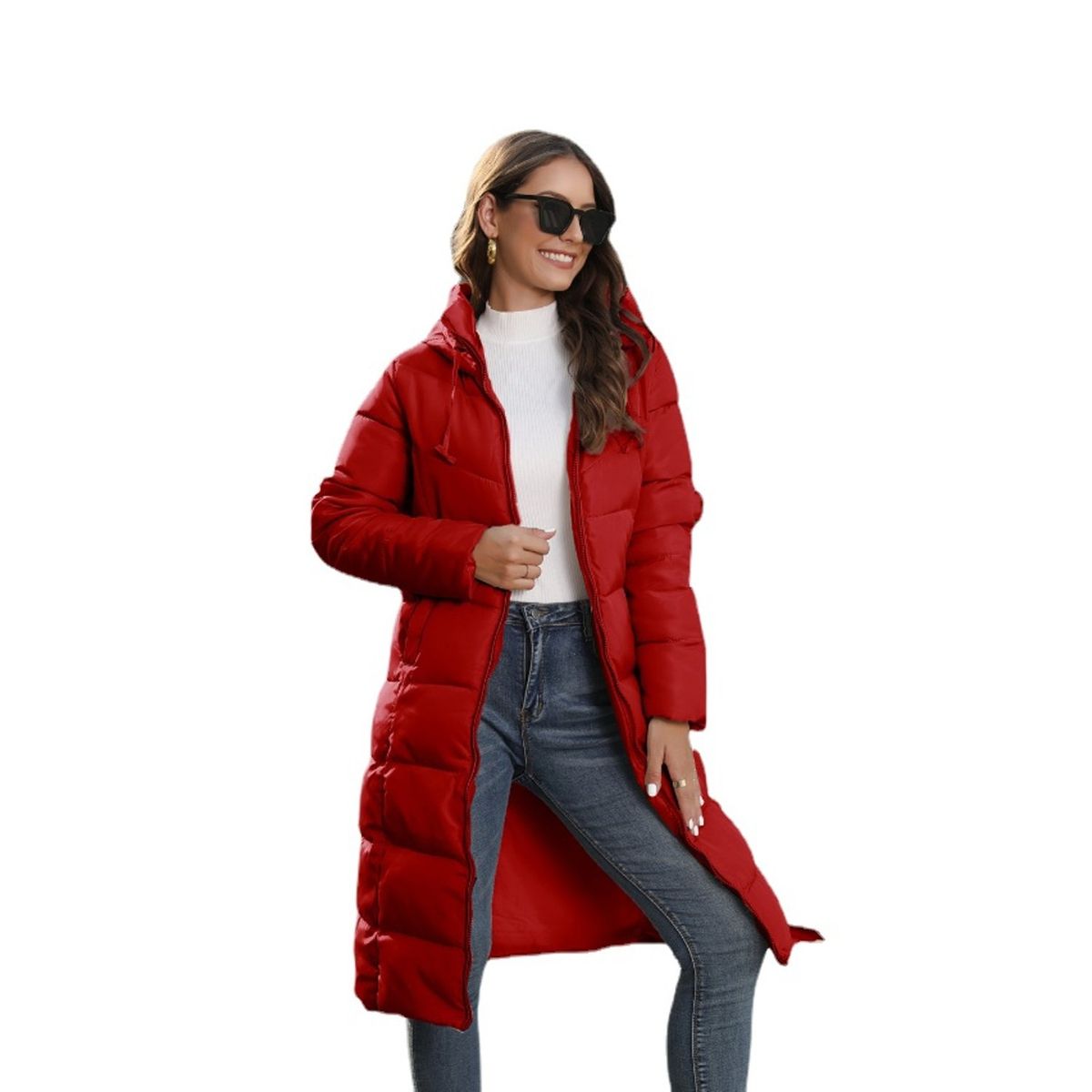 TIOZONEY - Parka Manga Larga Mujer - Roja