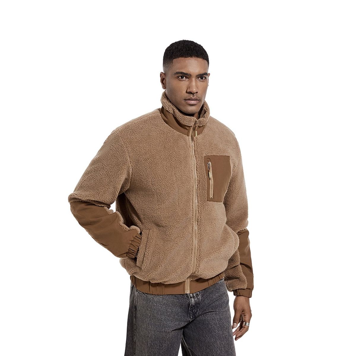 TIOZONEY - Poleron Casual ajustado con gorro Hombre - Gris