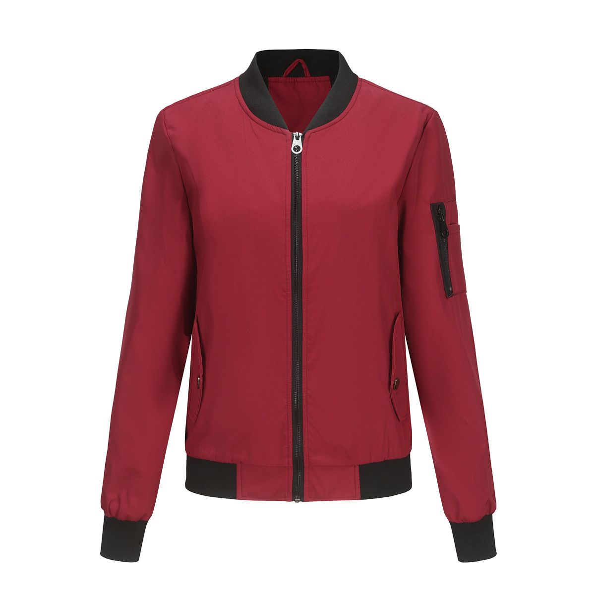 TIOZONEY - Chaqueta de manga larga con cierre para mujer - Rojo
