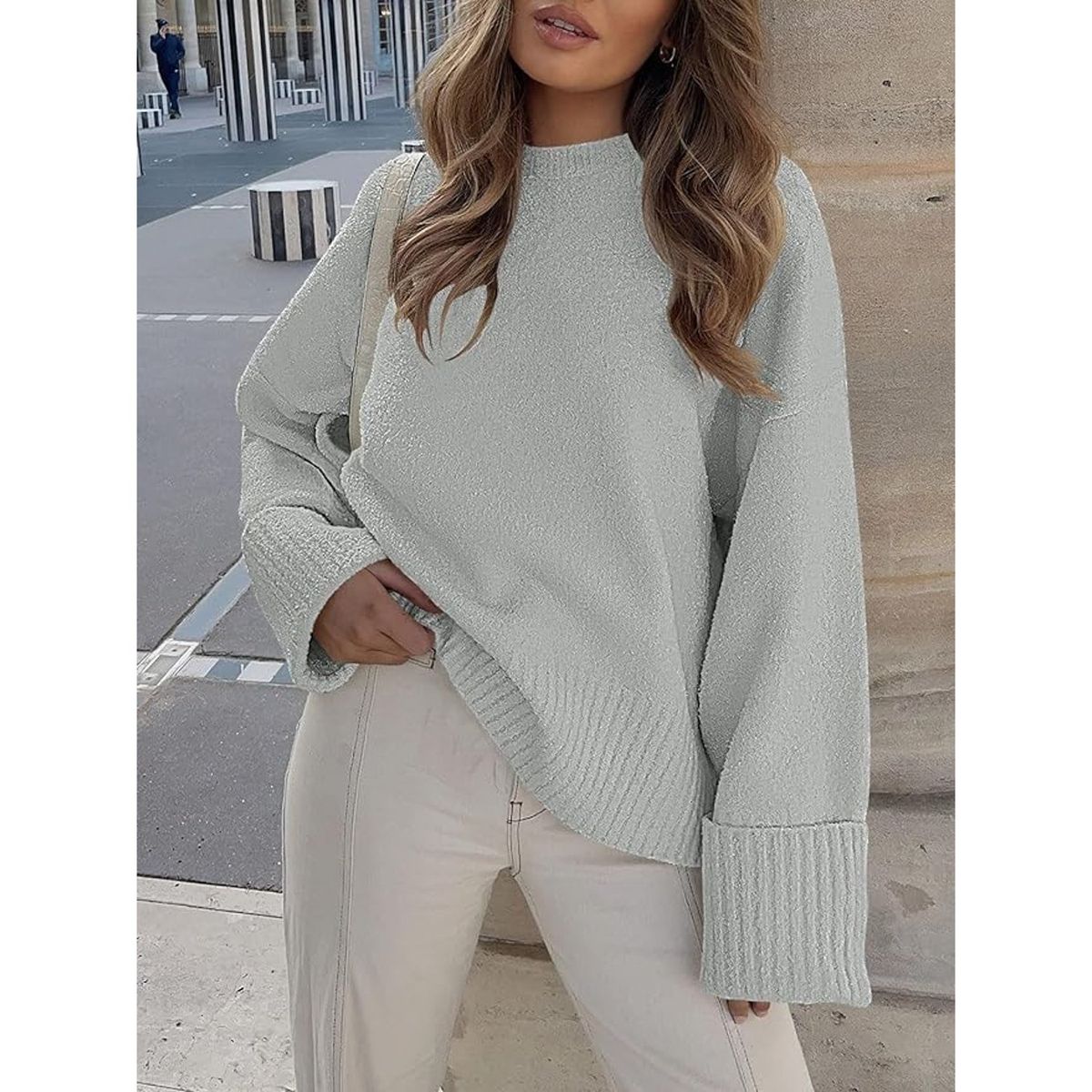 TIOZONEY - Suéter de manga larga mujer - Gris