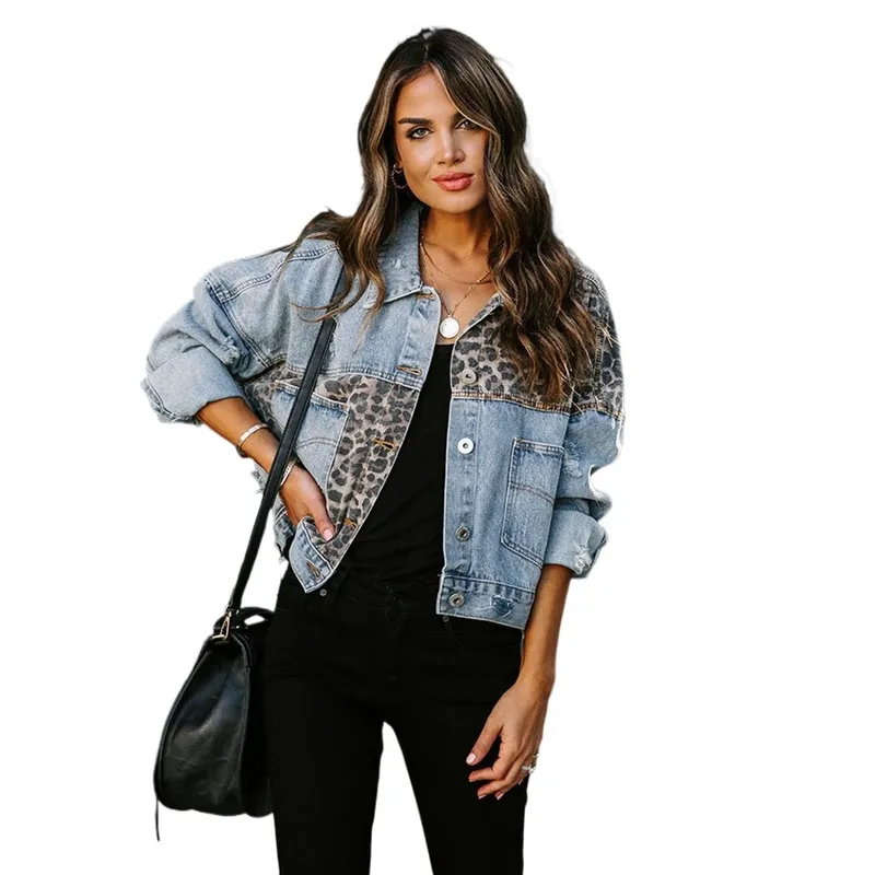TIOZONEY - Chaqueta de Jeans Mujer -Azul