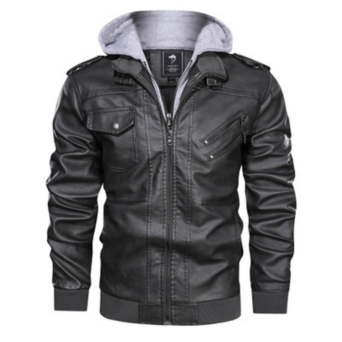 TIOZONEY - Chaqueta de hombre Slim Fit Zip PU