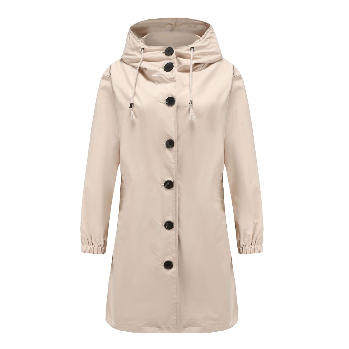 TIOZONEY - Cortavientos largo impermeable con gorro - Beige