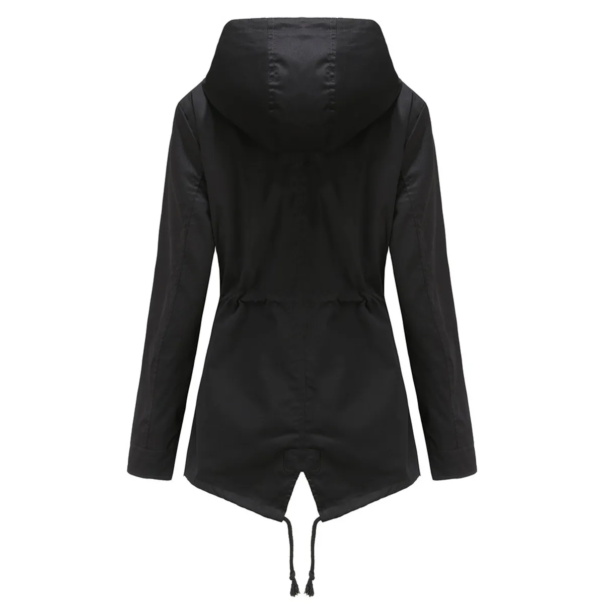 TIOZONEY - Cortavientos impermeable con gorro para mujer - Negro