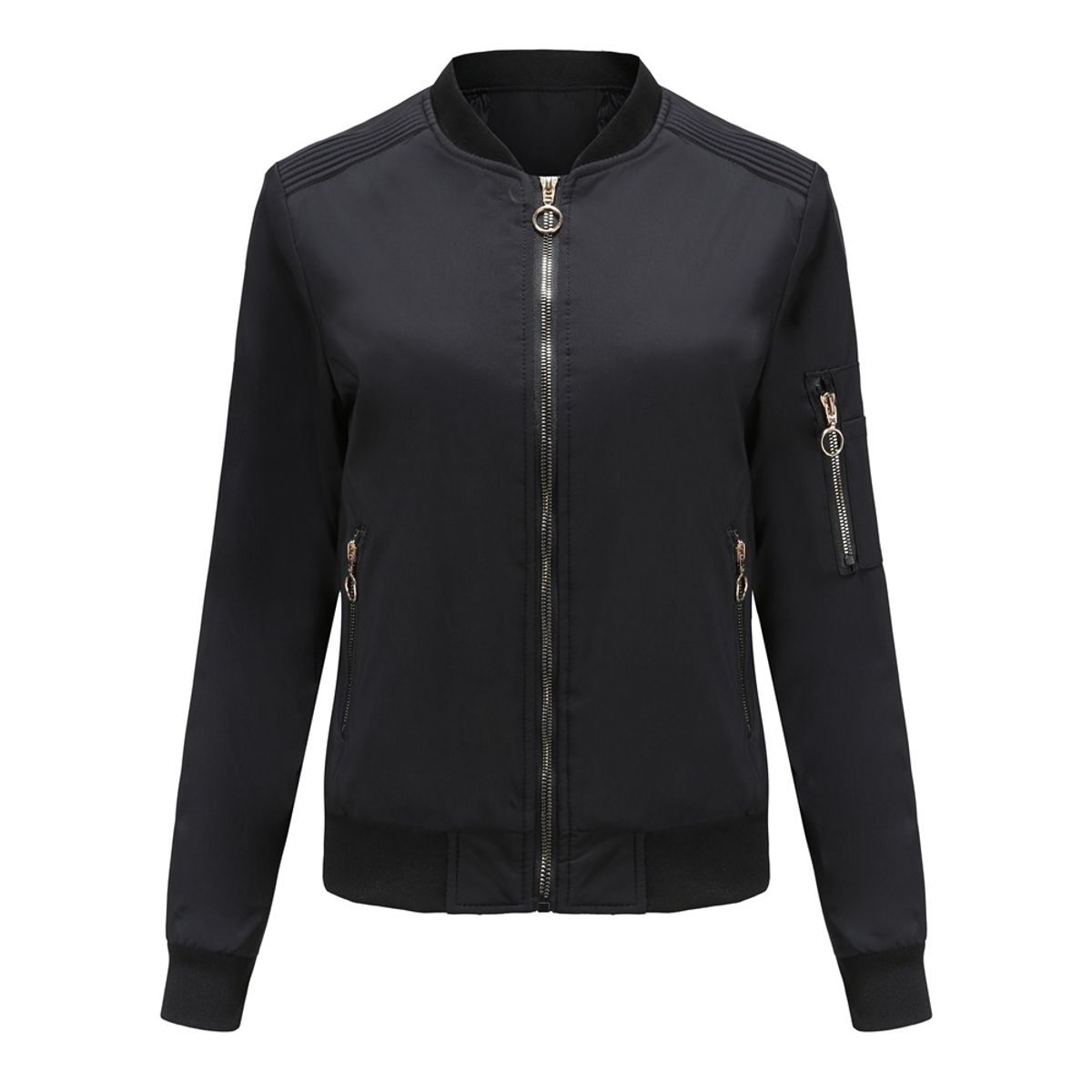 TIOZONEY - Chaqueta Mujer Casual Delgada con cierre - Negro