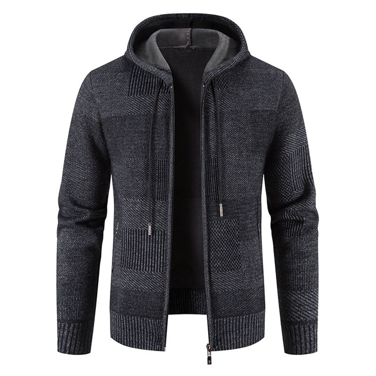 TIOZONEY - Chaqueta con capucha de punto grueso para hombre