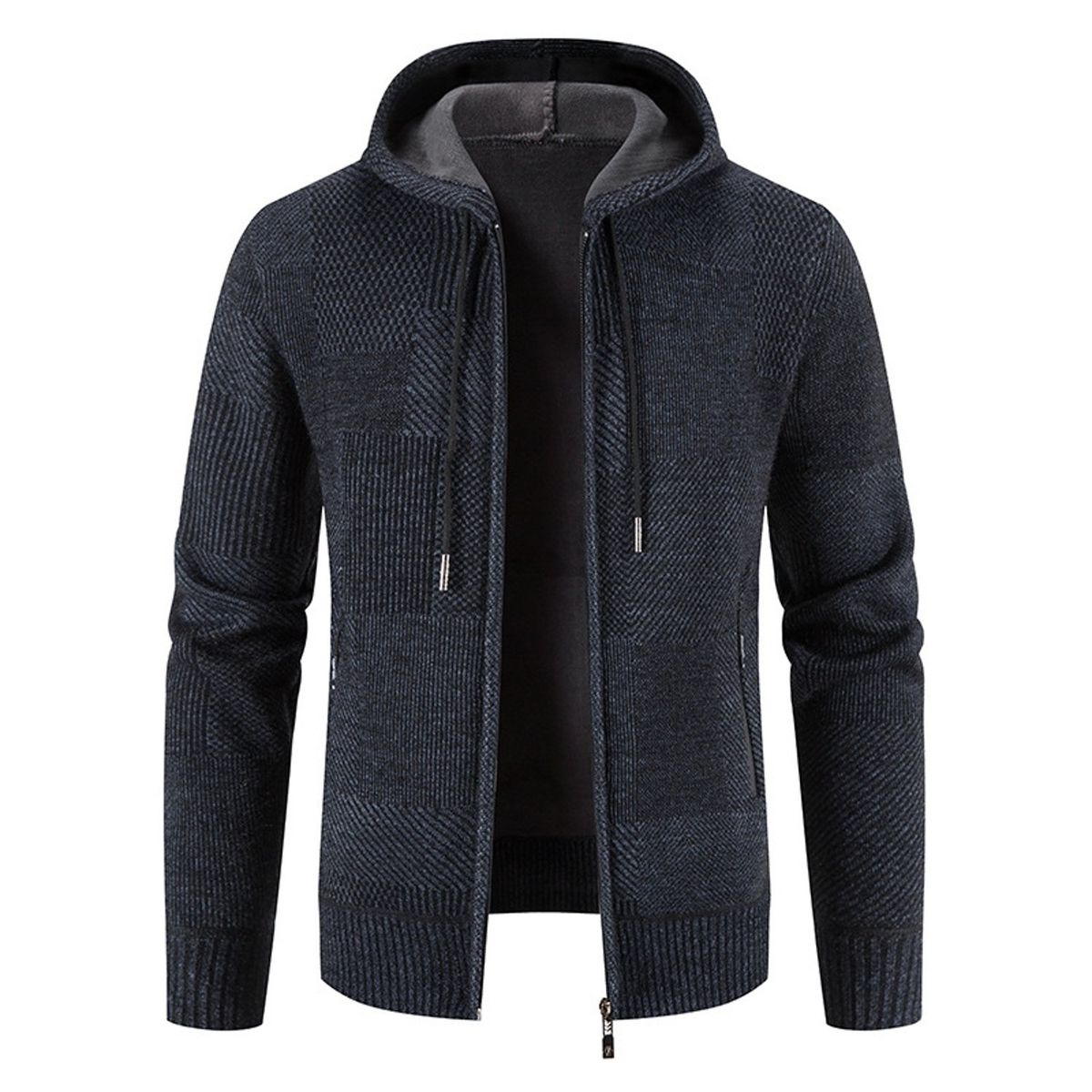 TIOZONEY - Chaqueta con capucha de punto grueso para hombre