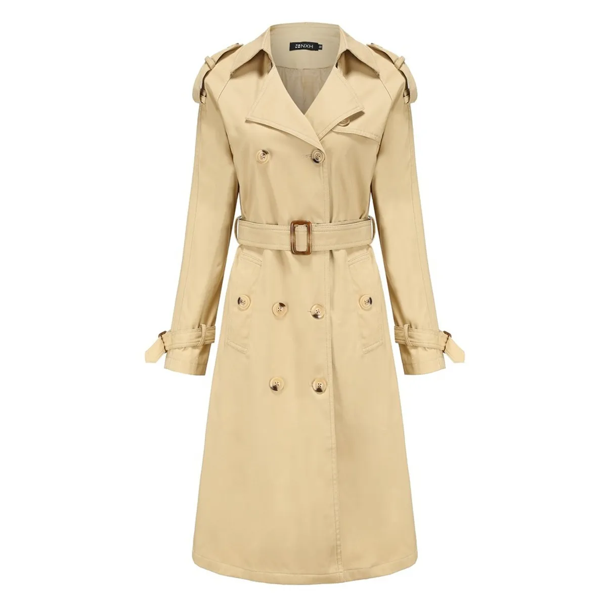 TIOZONEY - Abrigo largo tipo gabardina para mujer - Beige.