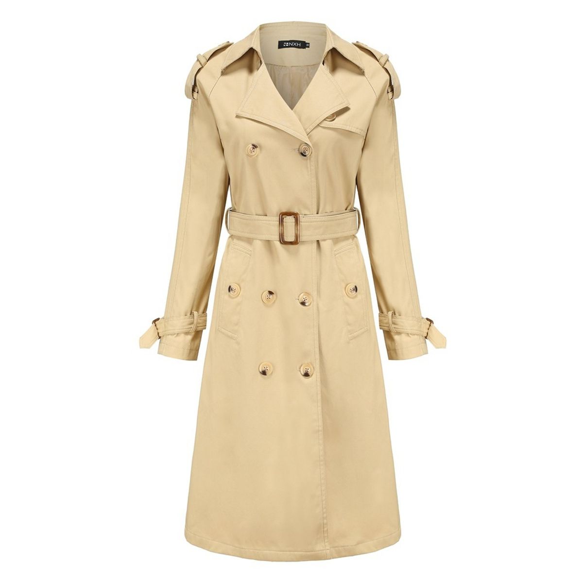 TIOZONEY - Abrigo largo tipo gabardina para mujer - Beige.