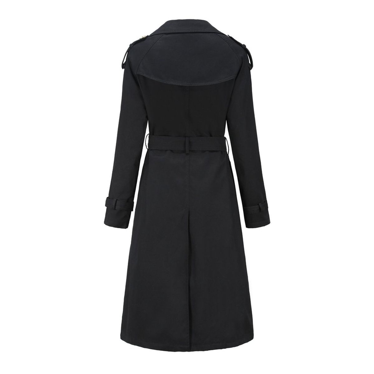 TIOZONEY - Abrigo largo tipo gabardina para mujer - Negro