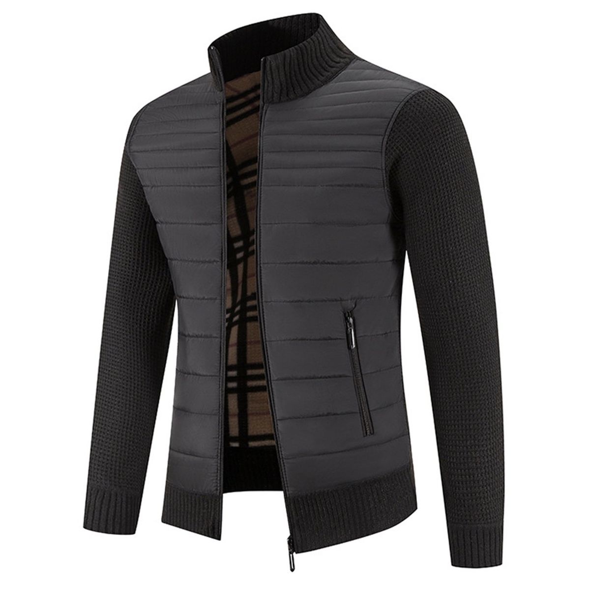 TIOZONEY - Chaqueta con cremallera y cuello para hombre