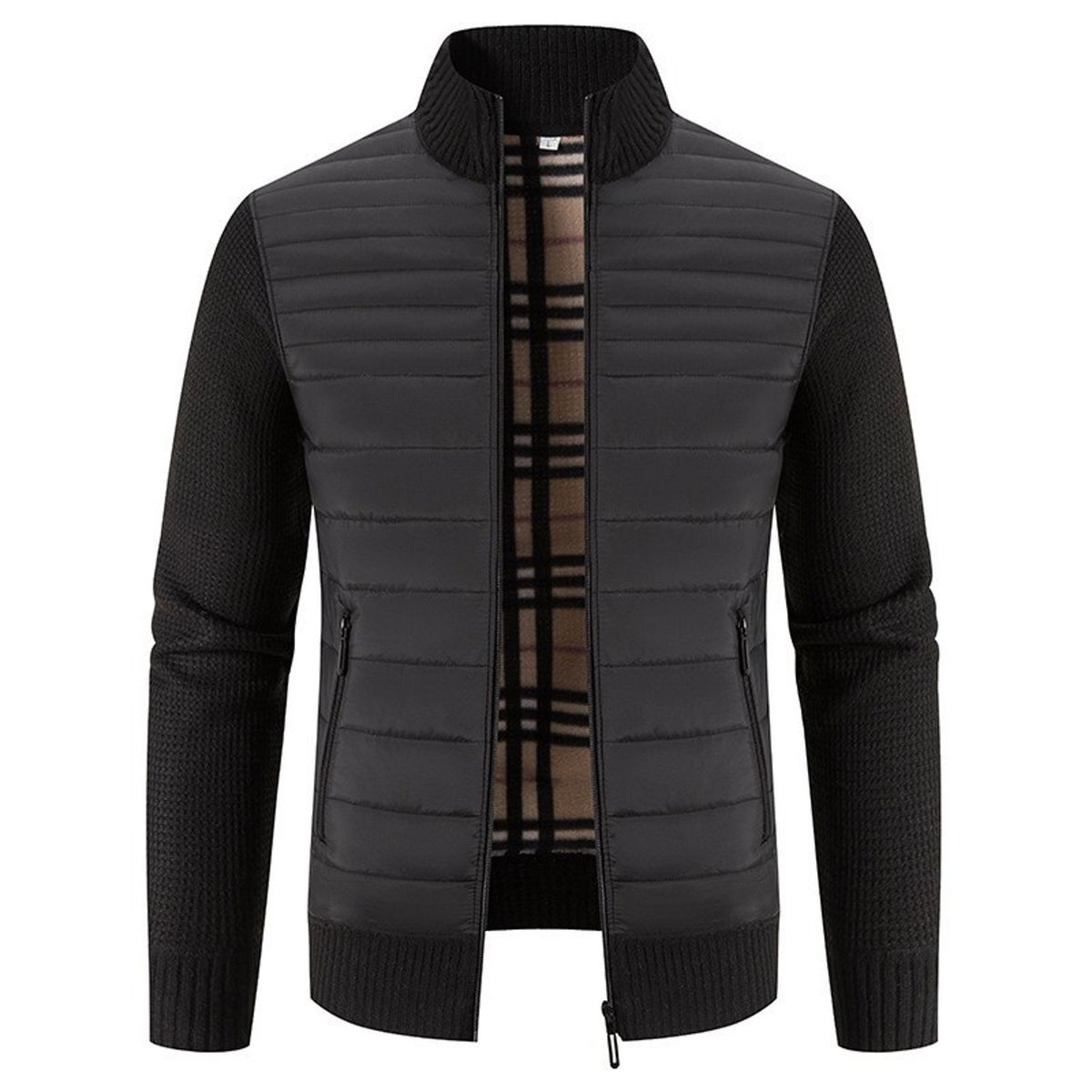 TIOZONEY - Chaqueta con cremallera y cuello para hombre