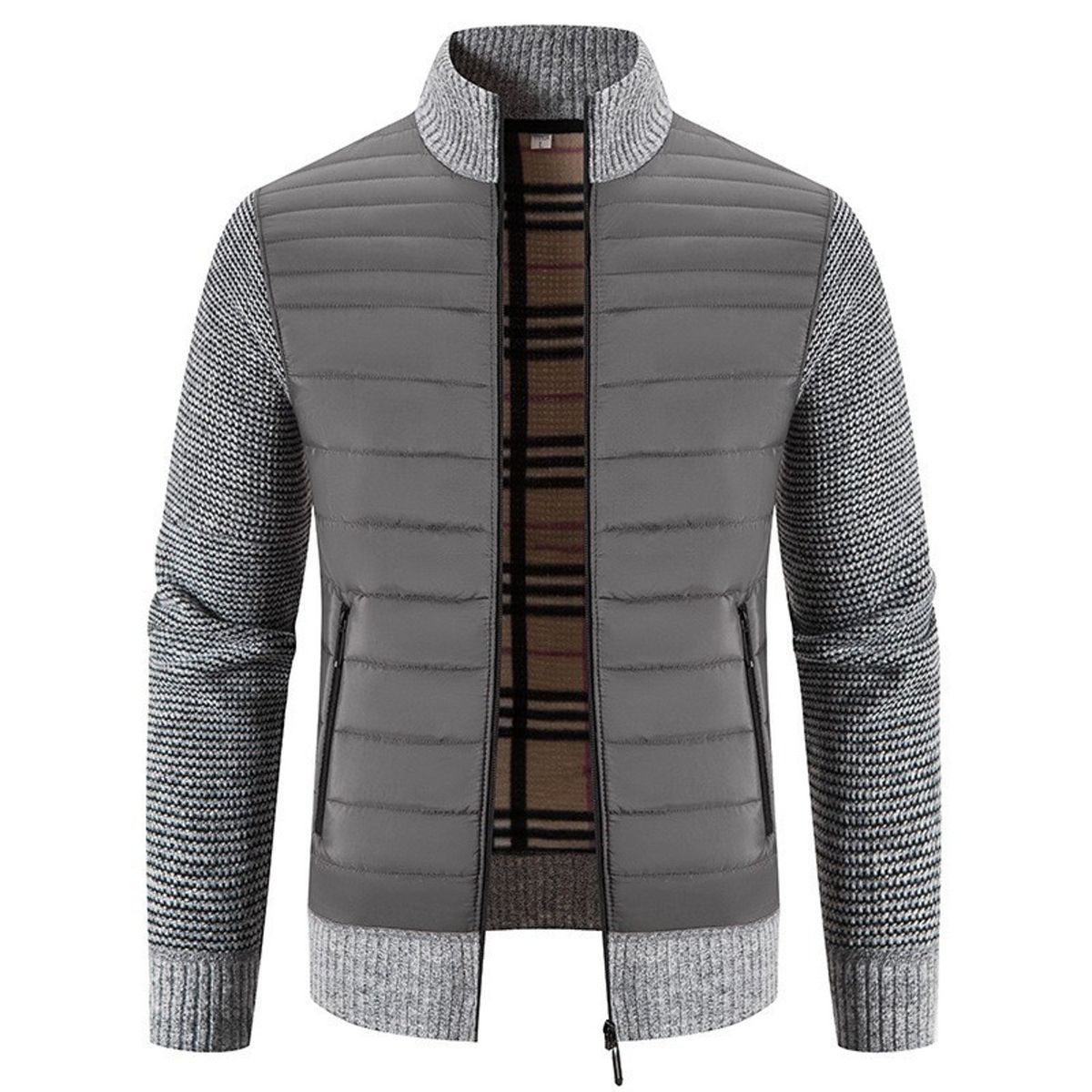 TIOZONEY - Chaqueta con cremallera y cuello para hombre