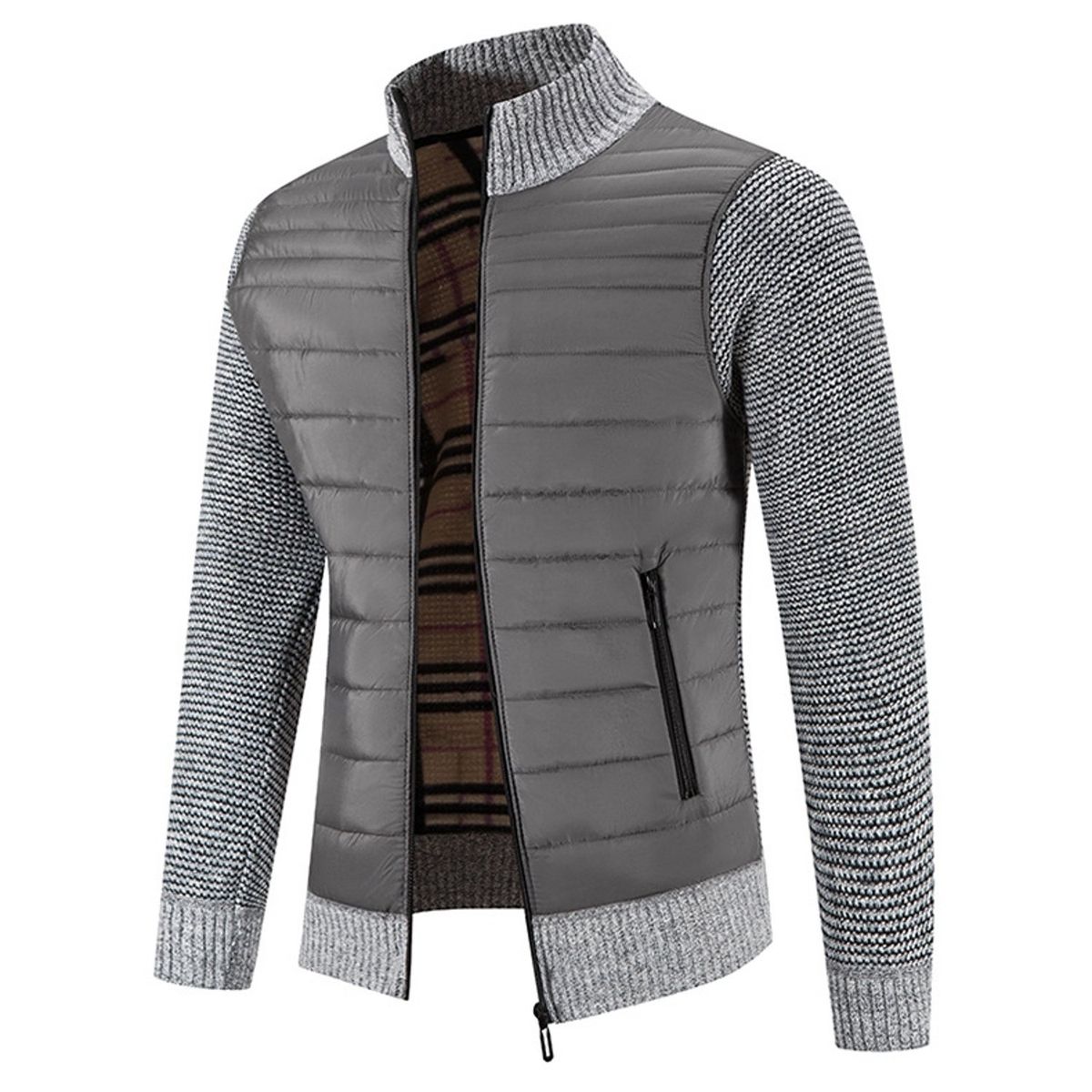 TIOZONEY - Chaqueta con cremallera y cuello para hombre