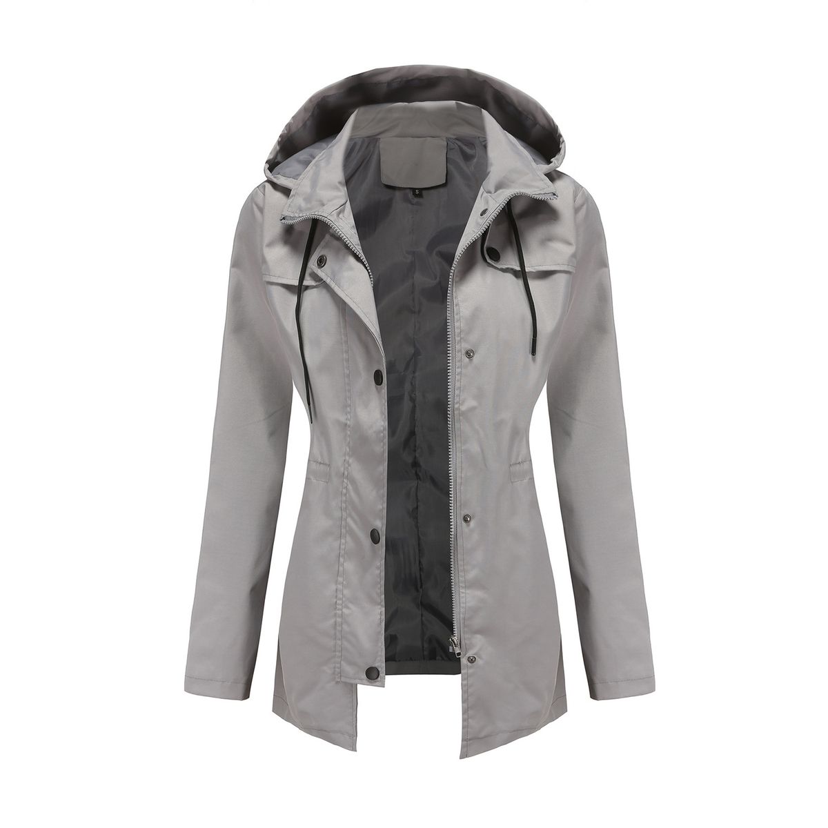 TIOZONEY - Chaqueta impermeable con gorro para mujer - Gris