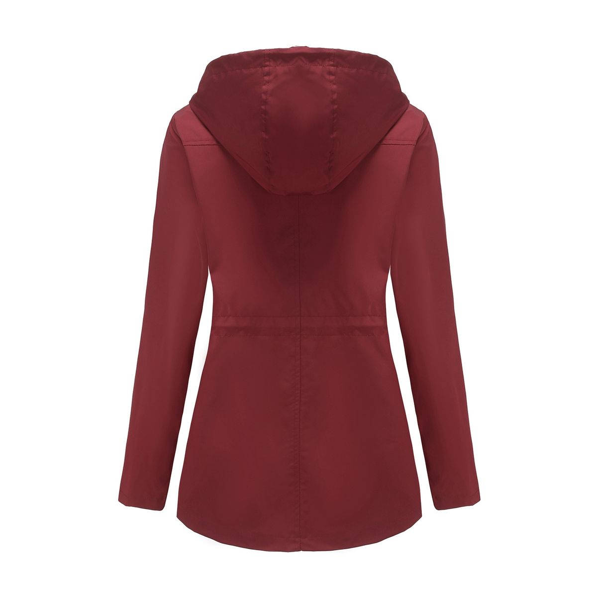 TIOZONEY - Chaqueta impermeable con gorro para mujer - Burdeo