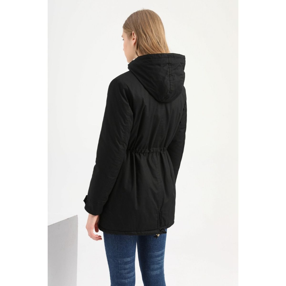 TIOZONEY - Abrigo chiporro con gorro para mujer - Negro