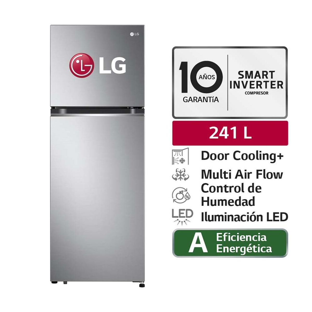 LG - REFRIGERADORA LG 241L GT24BPP TOP FREEZER DOOR COOLING PLATEADA