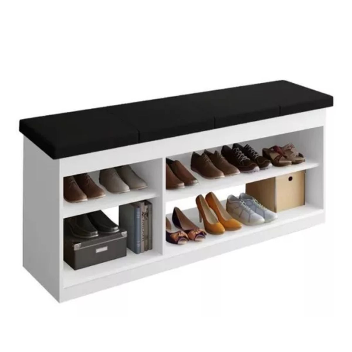 GENERICO - Zapatera con Asiento Baúl Brinkin Blanco Petrox Home