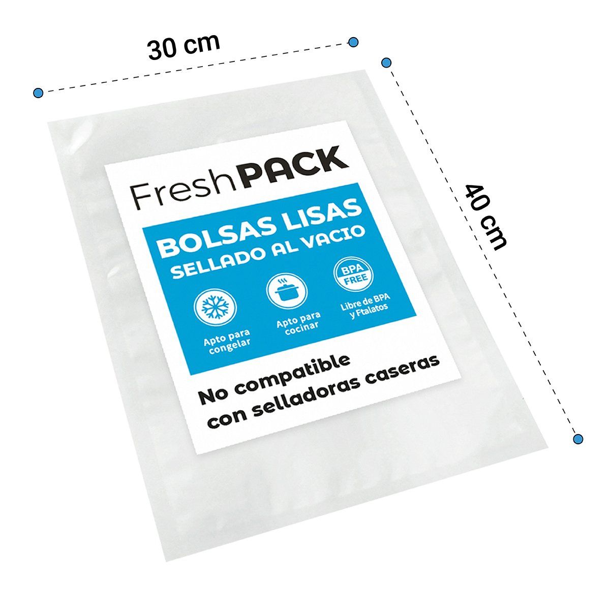 GENERICO - Bolsas Lisas Sellado al Vacío 30x40 Cm 90 Micras 100 Und