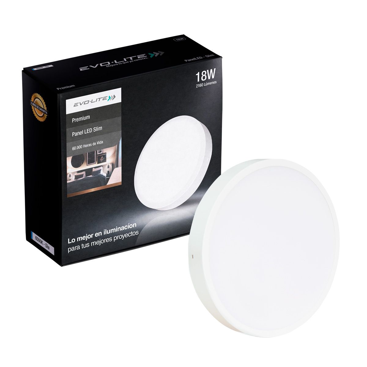EVOLITE - Plafon led panel slim 4 18w redondo sobreponer Luz Neutra