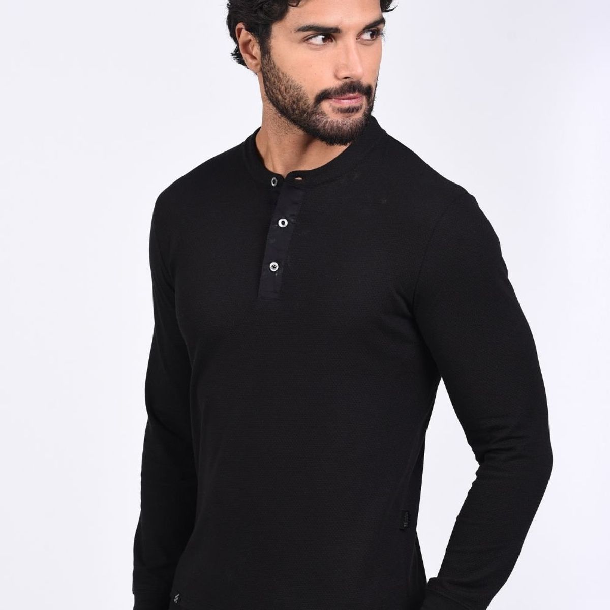 STEALTH - Polo Manga Larga Cuello Henley Hombre Stealth