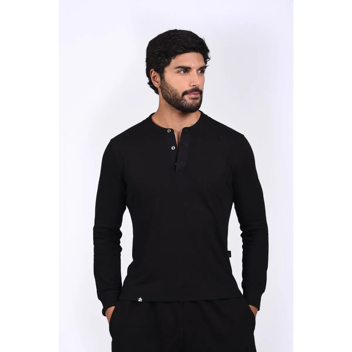 STEALTH - Polo Manga Larga Cuello Henley Hombre Stealth