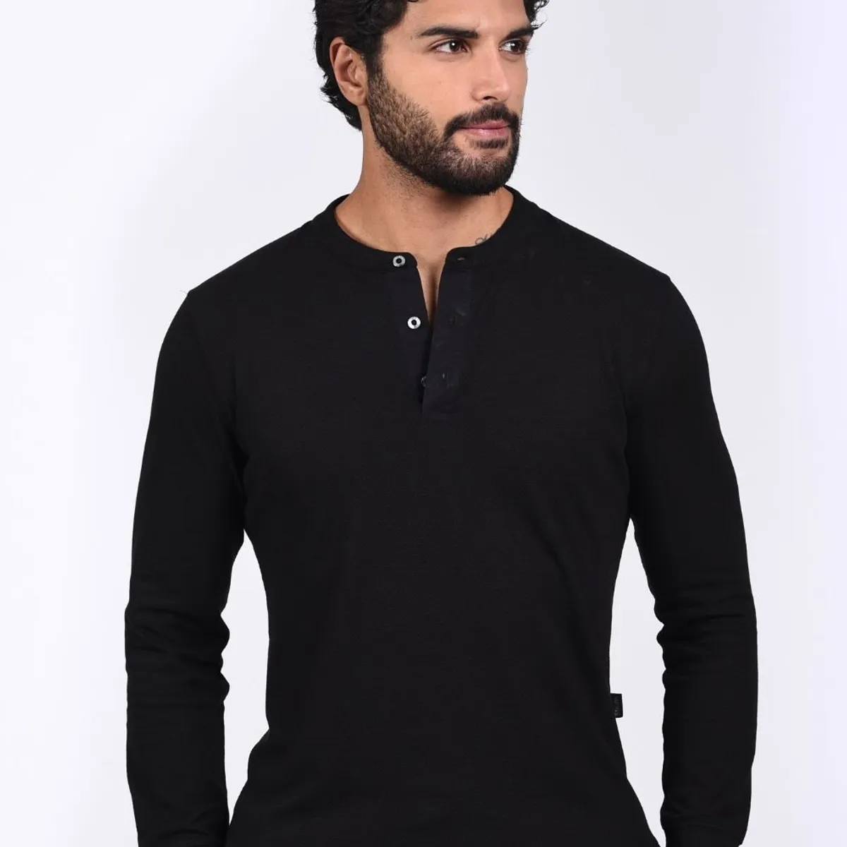 STEALTH - Polo Manga Larga Cuello Henley Hombre Stealth