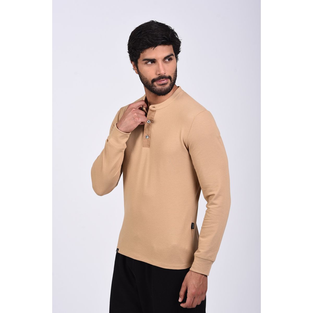 STEALTH - Polo Manga Larga Cuello Henley Hombre Stealth