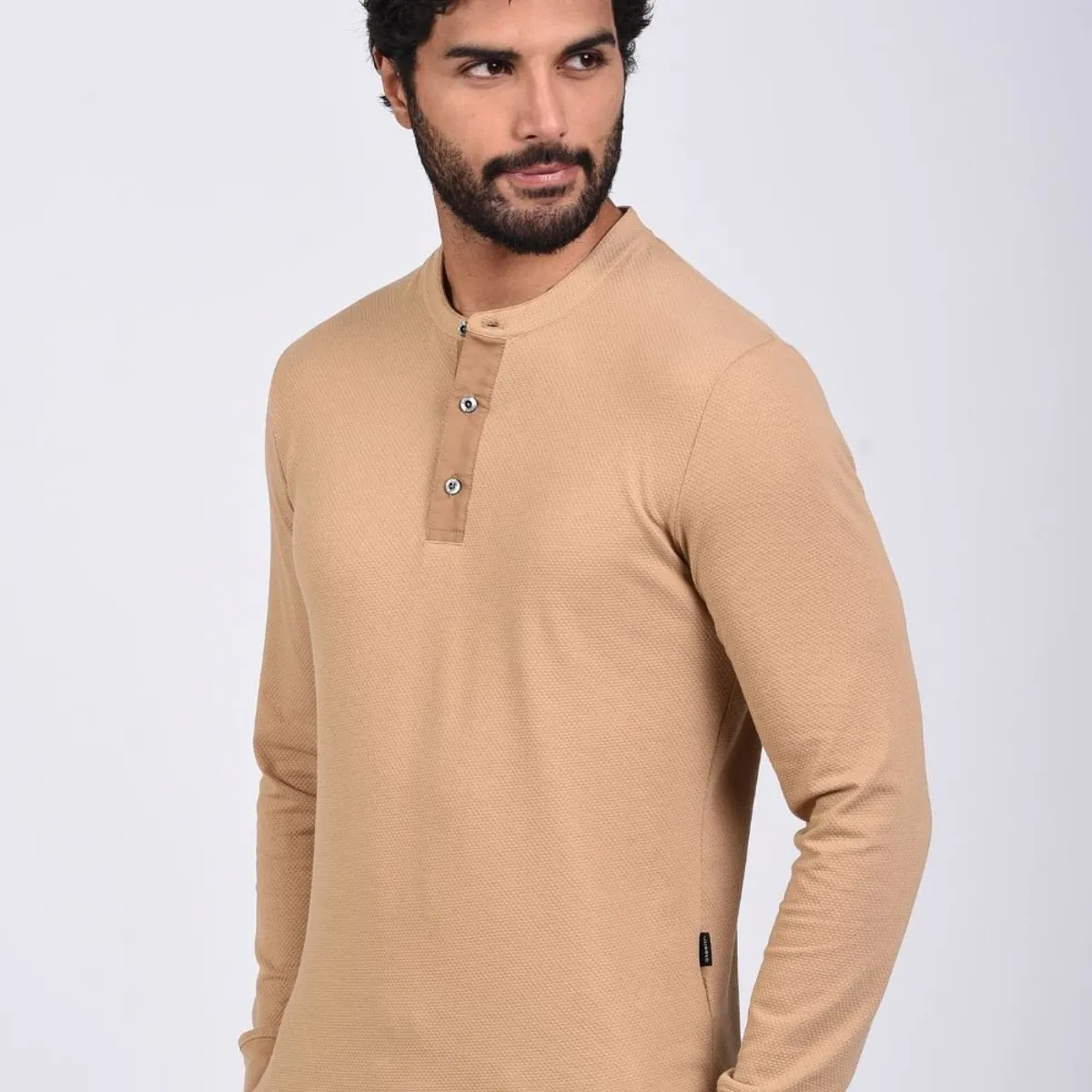 STEALTH - Polo Manga Larga Cuello Henley Hombre Stealth