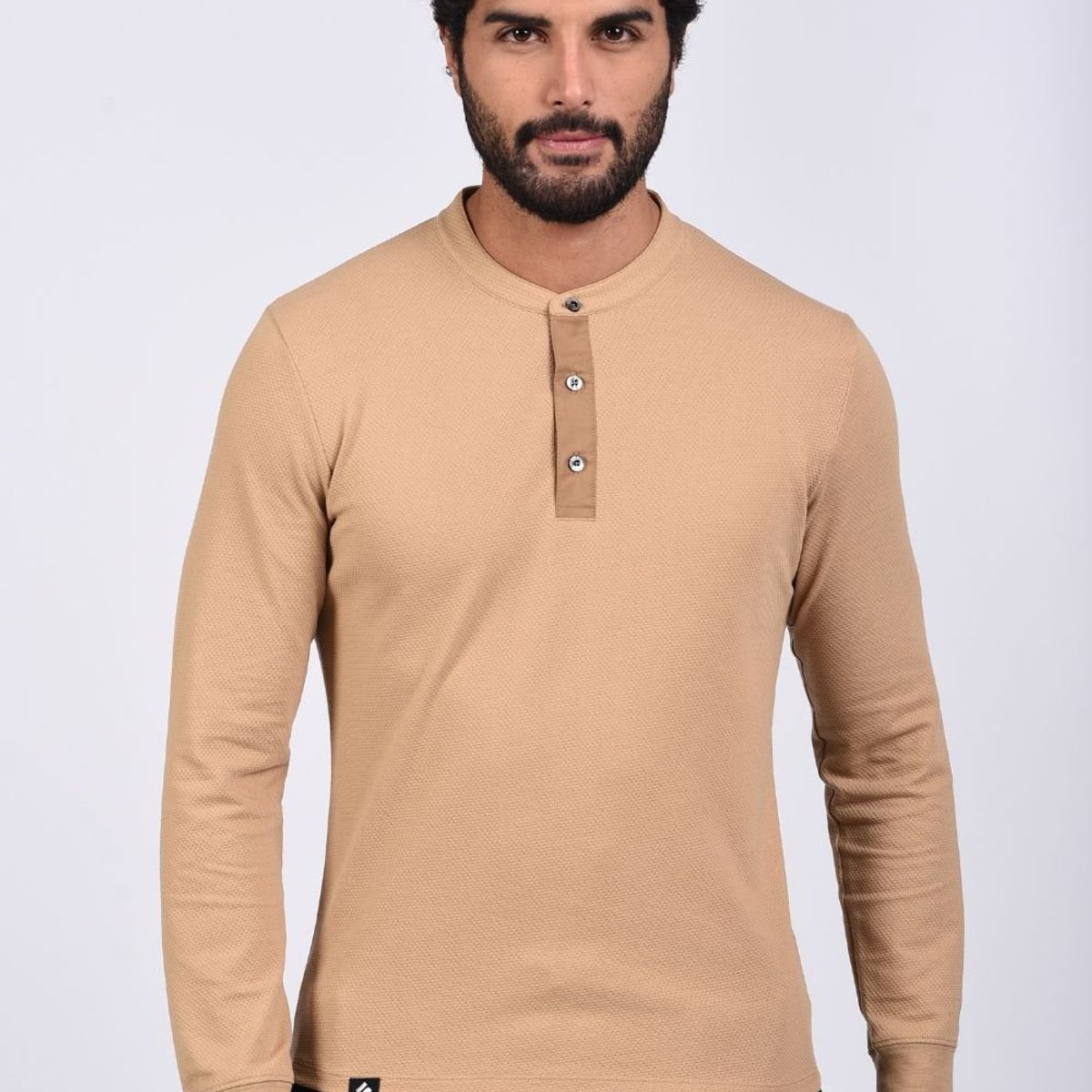 STEALTH - Polo Manga Larga Cuello Henley Hombre Stealth