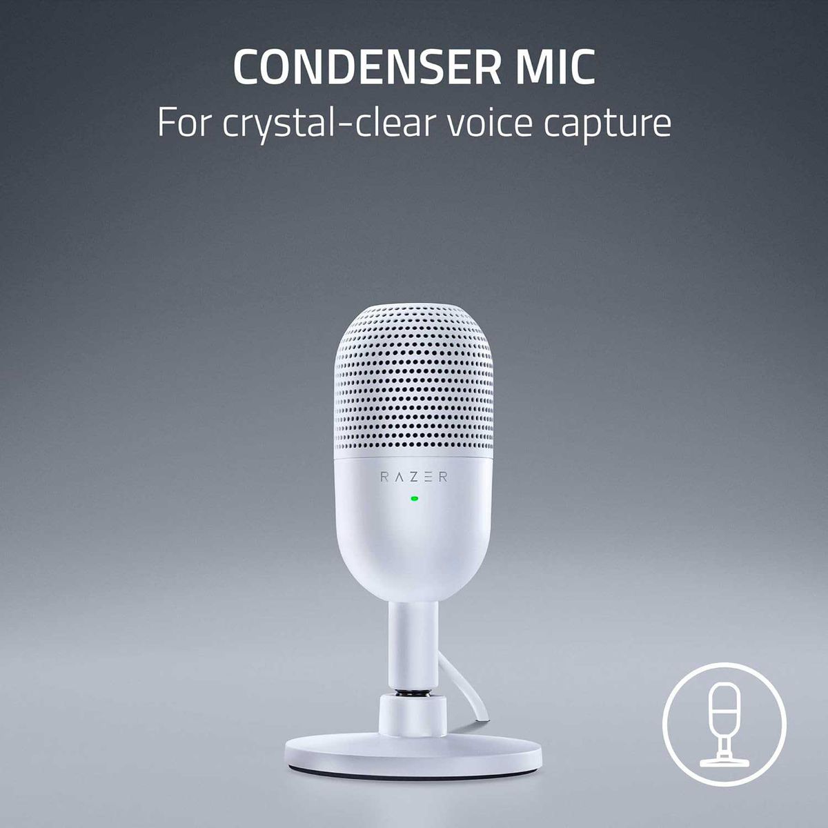 RAZER - Microfono Gamer Razer Seiren V3 Mini Usb Con Sensor Touch Silent White