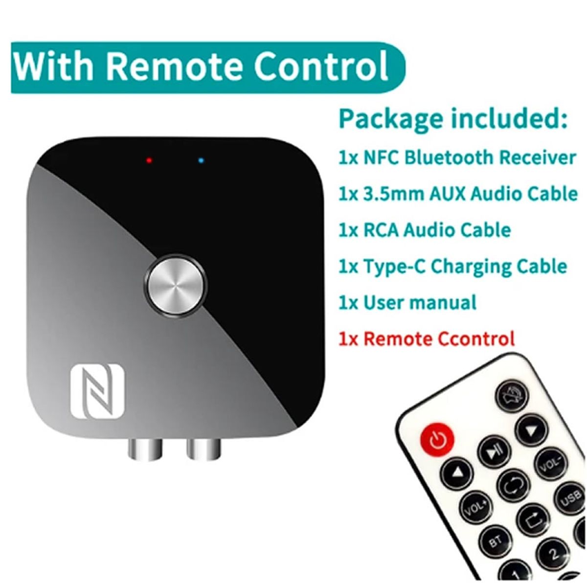 CHIN CHIN - Receptor de Audio T68 con Bluetooth 53 NFC 35mm AUX RCA