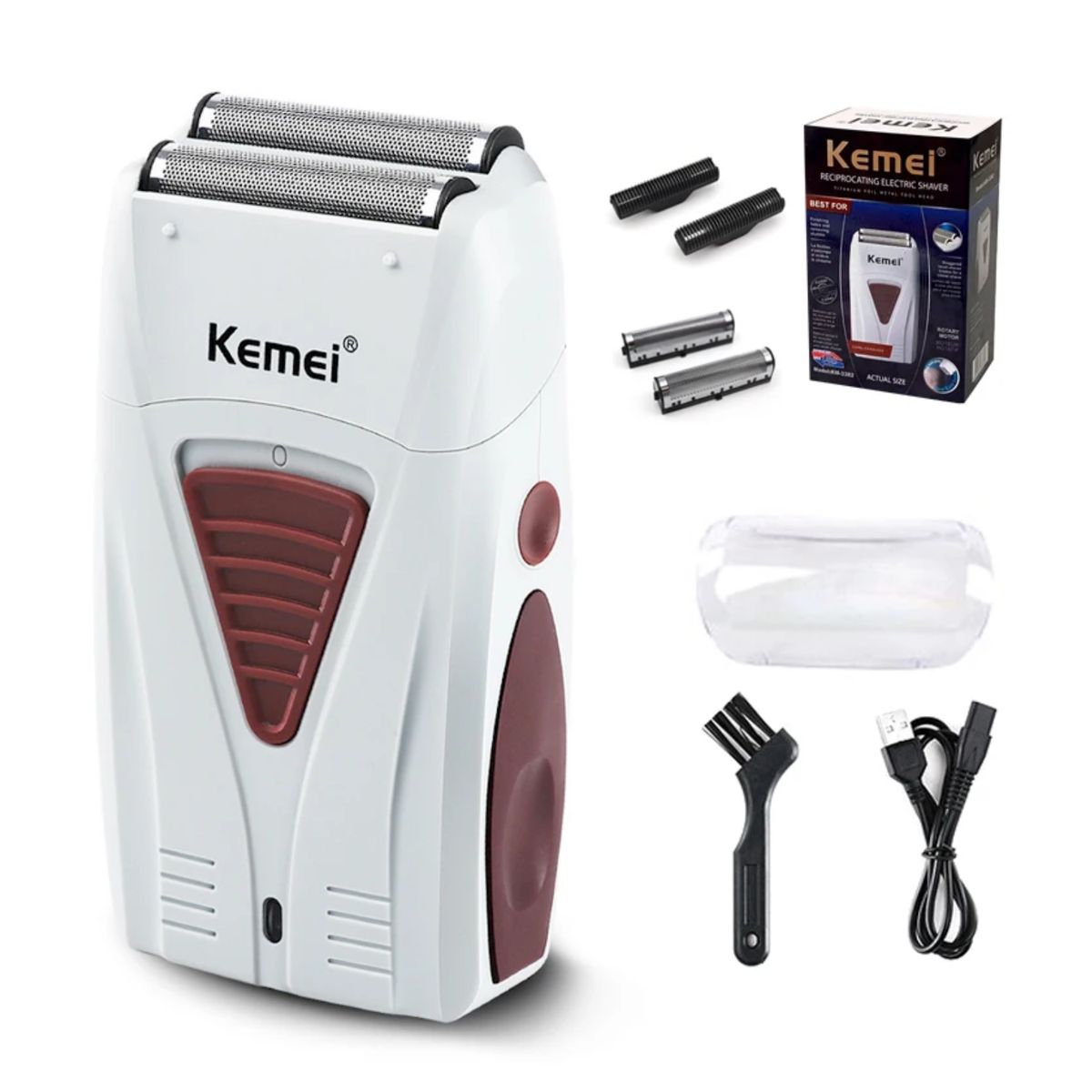 KEMEI - Maquina Rasuradora Profesional KEMEI 3382 - Blanco