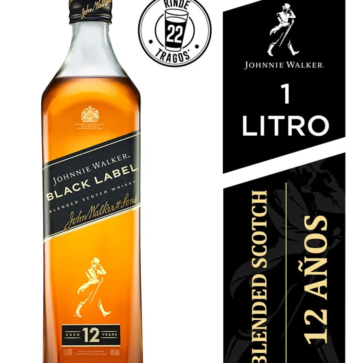 JOHNNIE WALKER - Whisky JOHNNIE WALKER BLACK LABEL 1L
