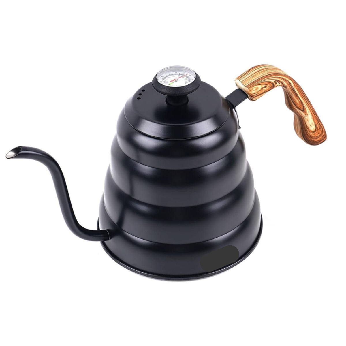 GENERICO - Tetera cuello de cisne color negro 1000 ml con termómetro