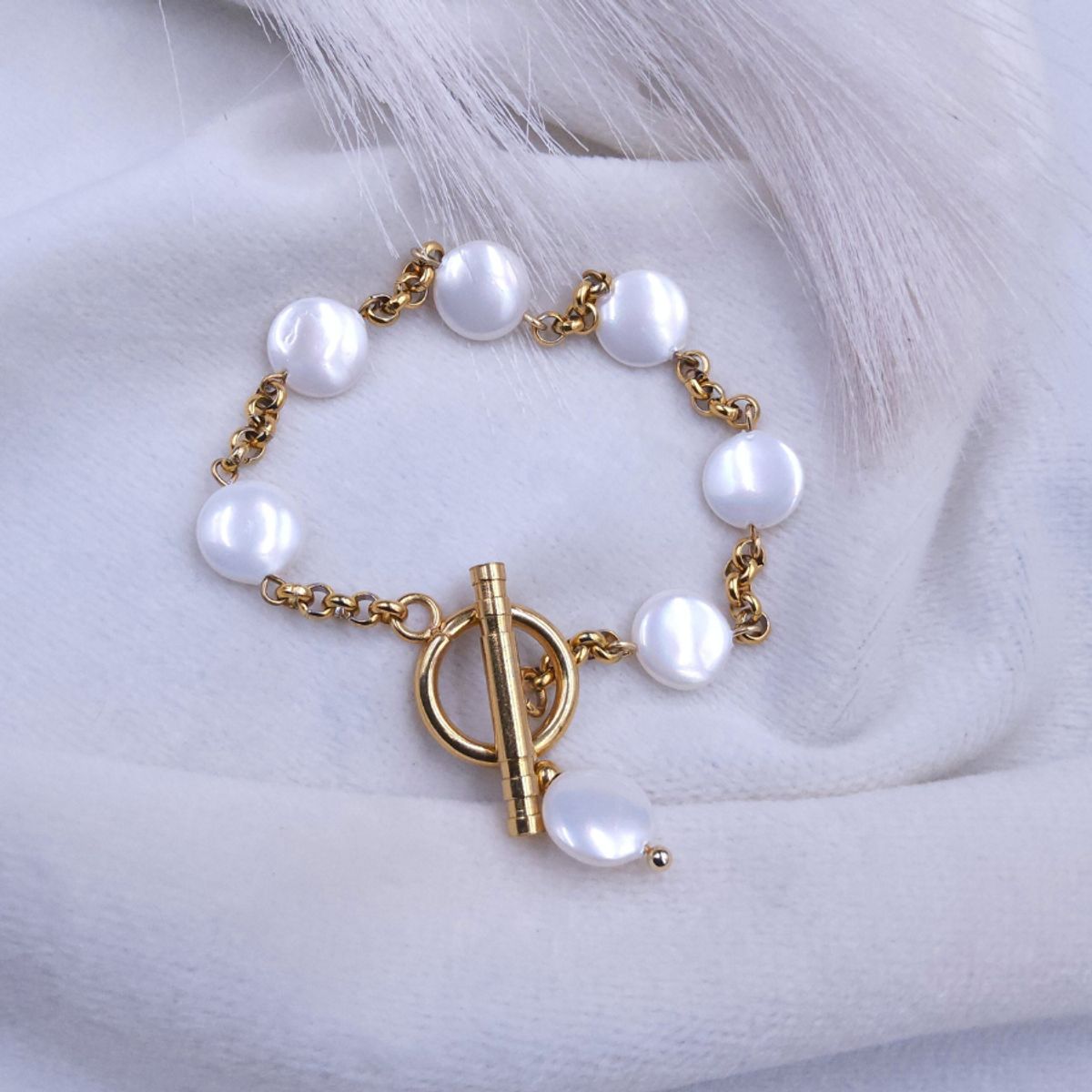 GENERICO - PULSERA DE PERLAS LENTEJA  PARA MUJER - PIEZA HECHO A MANO