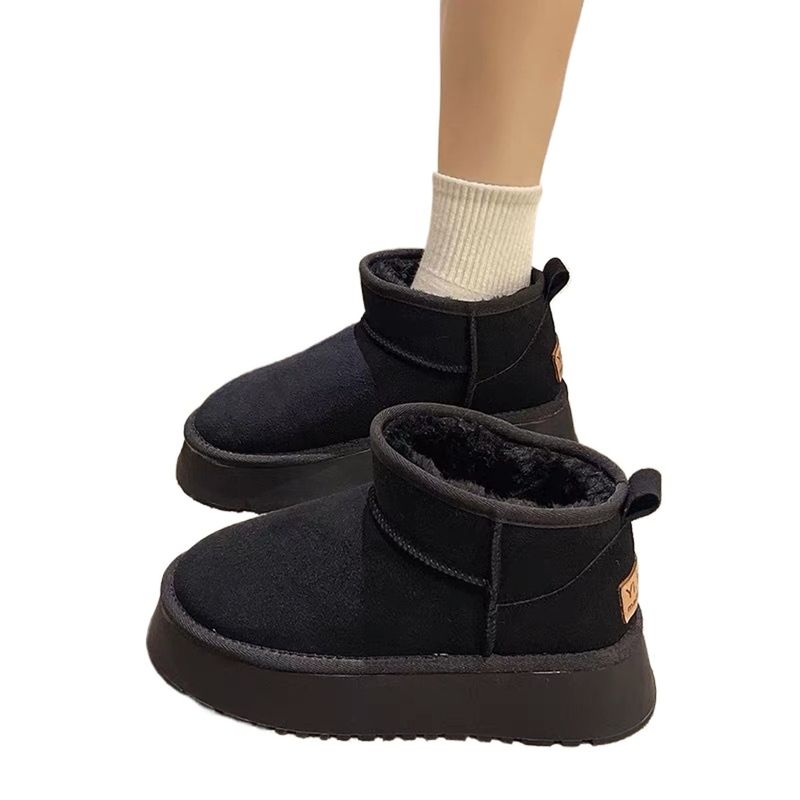 TIOZONEY - Botas de nieve cortas de felpa para mujer