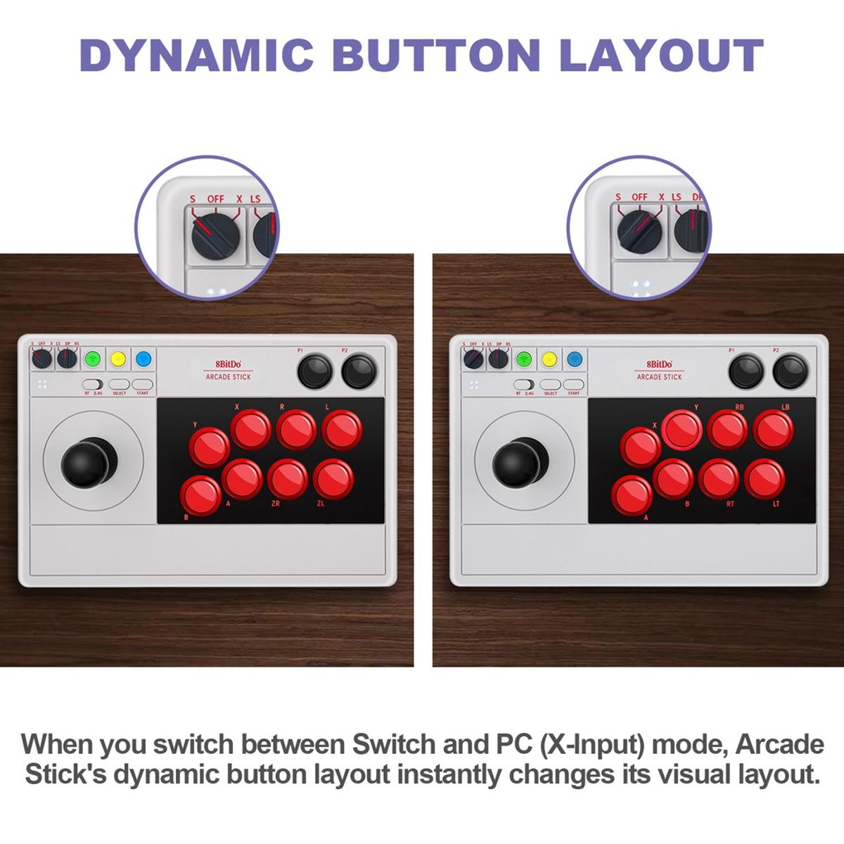 8BITDO - 8BitDo Arcade Stick para PC  Nintendo Switch