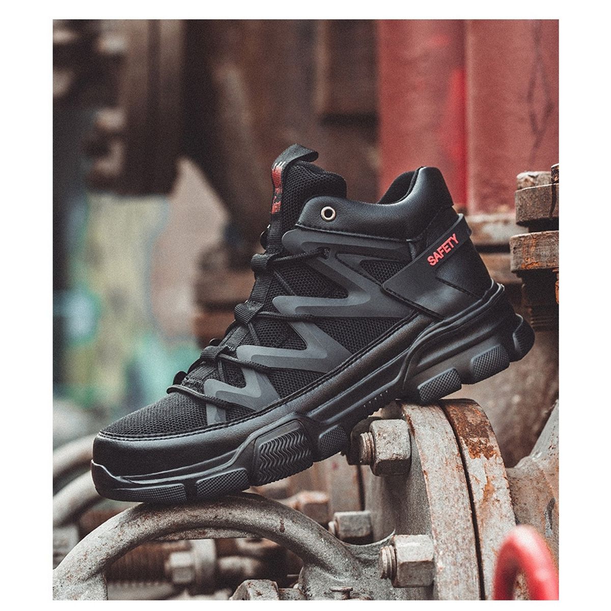 TIOZONEY - zapatos de seguridad laboral con punta de acero antigolpes beige