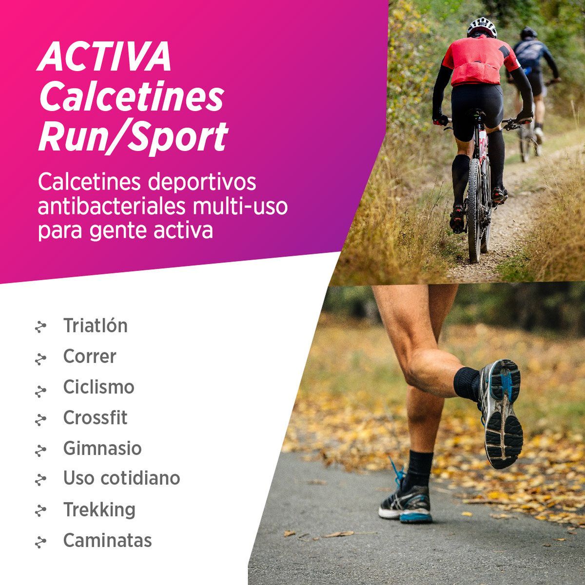 SILVERA NANOTECH - Medias deportivas running de compresión antibacterial 2pack