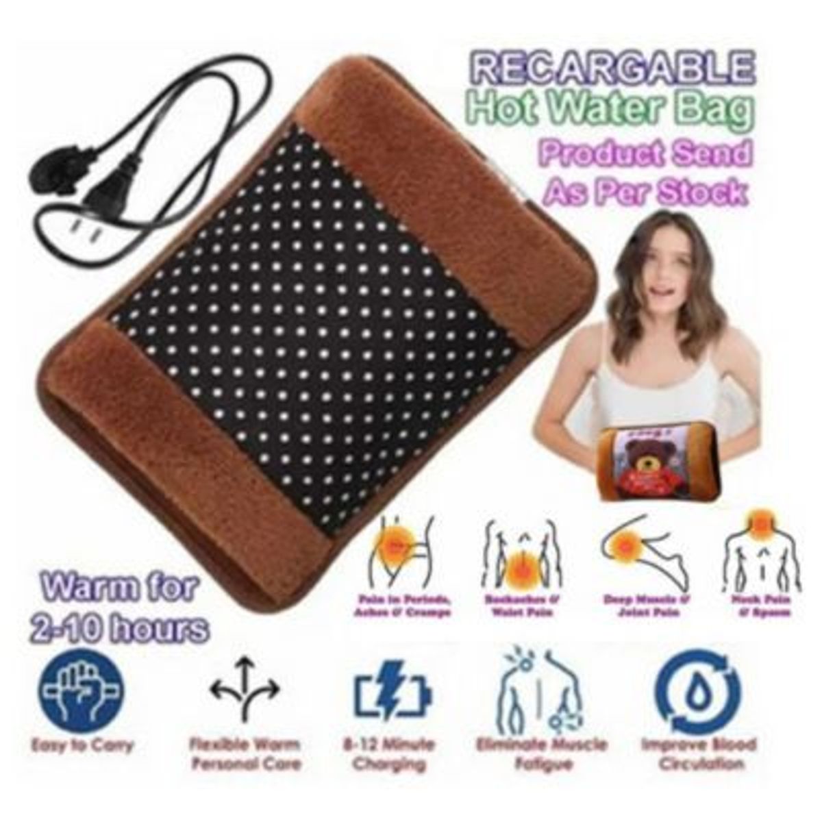 GENERICO - Bolsa de Agua Caliente Eléctrico para Invierno o Dolor Múscular