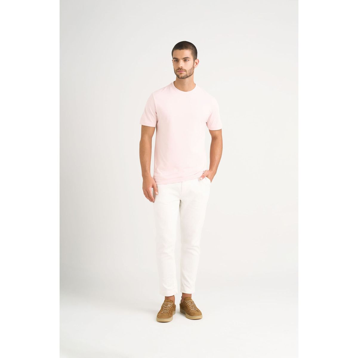 VELEZ - Vélez Polo Perú Cuello Redondo Hombre Básica Jersey Rosado