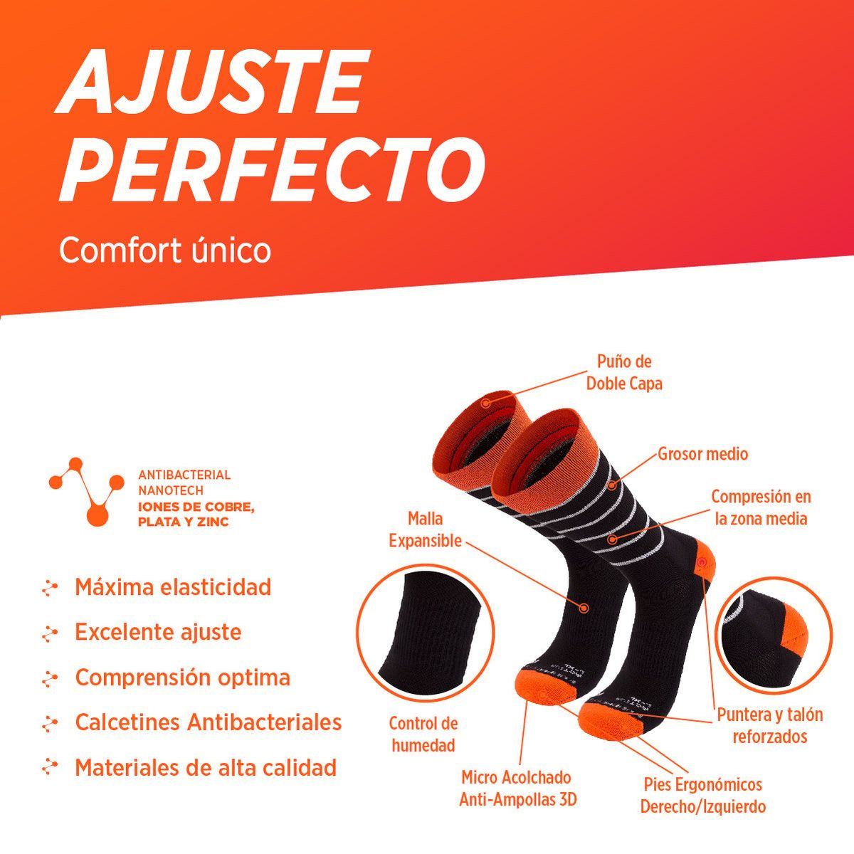 SILVERA NANOTECH - 2 pack Medias deportivas running ciclismo mtb maraton triatlon tenis